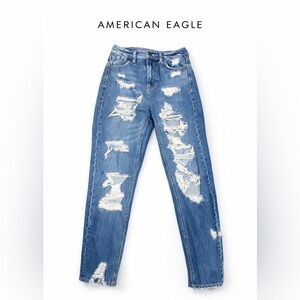 American Eagle distressed medium-wash jeans in size 00 Short.